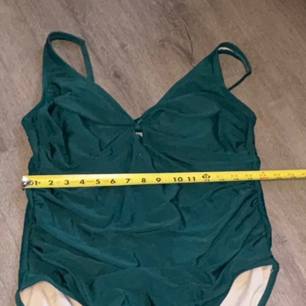Kona Sol Women's XL Green Tie-Front Ruched One Piece Swimsuit Full Coverage - Picture 8 of 12